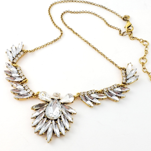 J. Crew Jewelry - J. Crew Necklace Art Deco Marquise Cut Rhinestones